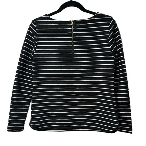 Talbots  Women's Sz S P Black White Stripe Textured Top Back Zipper Long Sleeve - Image 7