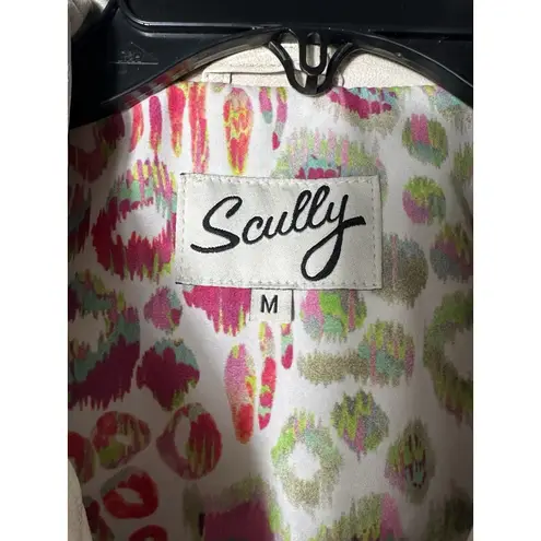 NWT Scully Beige 100% Leather Zip Front Stand Up Collar Jacket Medium #WX13