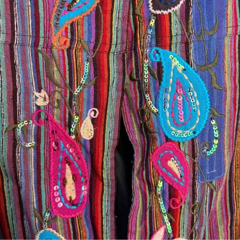 National Geographic Vintage Woven Paisley Embroidered Art to Wear Stripe Blazer