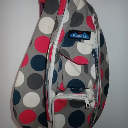 KAVU Climbers Rope Bag Cotton Shoulder Sling Backpack Got Dots Multi Pockets