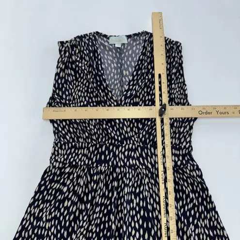 Veronica M Dress Womens Small Black Cream Abstract Sleeveless Stretch V Neck USA