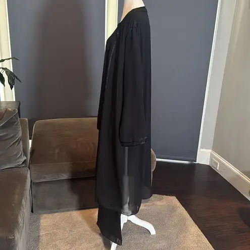 Women’s Black Chiffon 3 Piece Formal Pants Suit Ribbon Detail Size 16 NEW