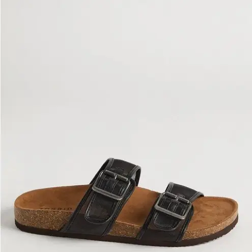 Torrid  Dual Buckle Black and Tan Sandals , Mesh Double Buckle Slide - Image 4