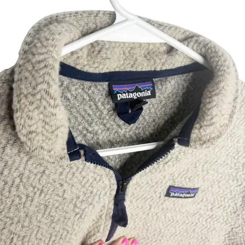 Patagonia  Woolyester Fleece Oatmeal, Navy Quarter Zip Pullover Medium