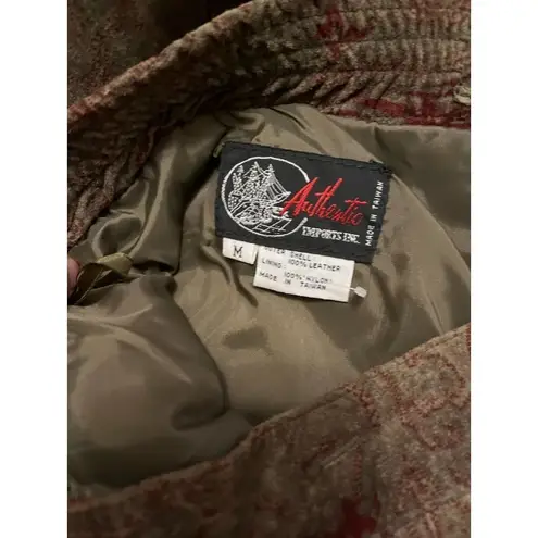 Vintage 80s Taiwan Authentic Imports leather Tapestry green red maxi skirt M Brown Size M