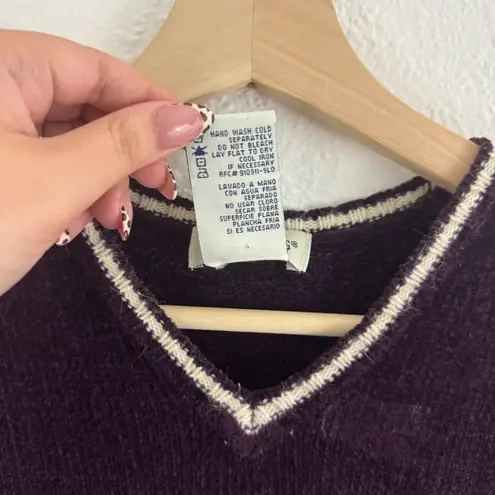 White Stag Vintage 90s Dark Purple Fair Isle Soft V Neck Sleeveless Sweater Vest