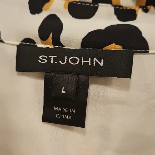St. John ππ Printed Silk Dress ~ 100% Silk White Cheetah Print Large