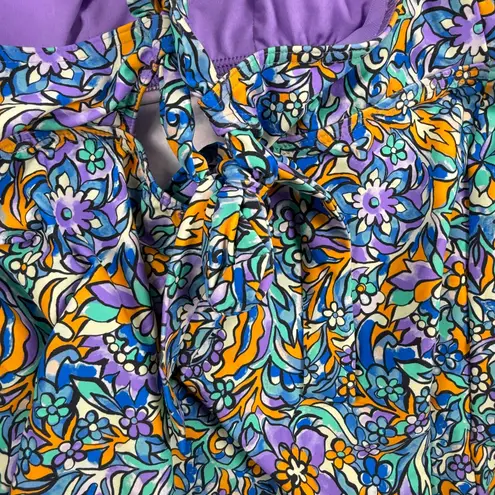 NWT Sunsets Pansy Fields Elsie Tankini Top Floral 2 Way Wear 36E/34F/32G Beach Size XS