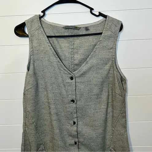 Horny Toad Gray Button-Front Midi Dress Wool Blend Medium Minimalism Casual