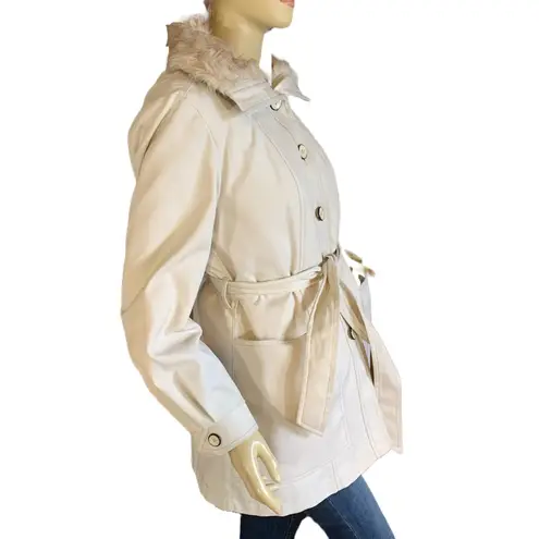 VINTAGE 1970'S BEIGE LONDON FOG FAUX FUR LINED SHORT TRENCH COAT (10)
