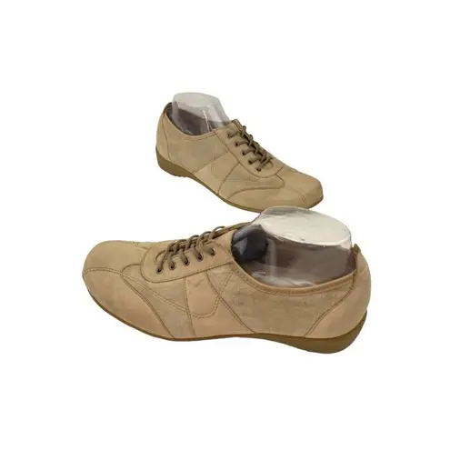 Munro * American Womens Shoe Size 8.5 Wide Beige Leather Comfort Lace Up Casual