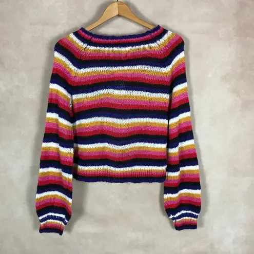 Crave fame Multi Color Striped Fluffy Sweater NWT Medium