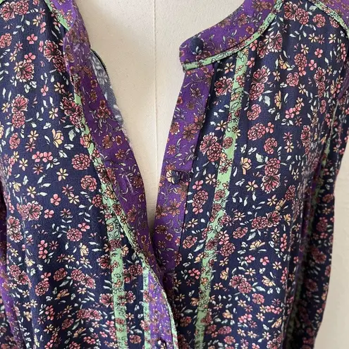 Veronica Beard Floral Crepe Mini Dress Purple Size 16 Flowy Boho Ruffles Tiered