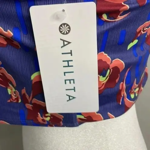 Athleta NWT Conscious Crop Bikini Top Size Large Blue Floral Womens Ladies Workout Yoga
