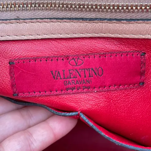 Valentino Garavani Valentino Rockstud peach beige soft smooth leather open shopper tote bag