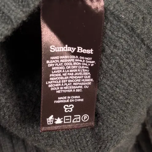 Aritzia Sunday Best Peggy Cable Knit Sweater Dark Green Crew Neck Long Sleeve S