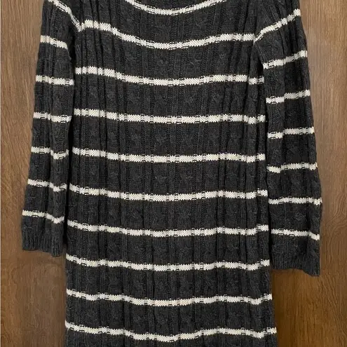 ICB alpaca wool blend striped gray & white cable knit sweater dress, size S
