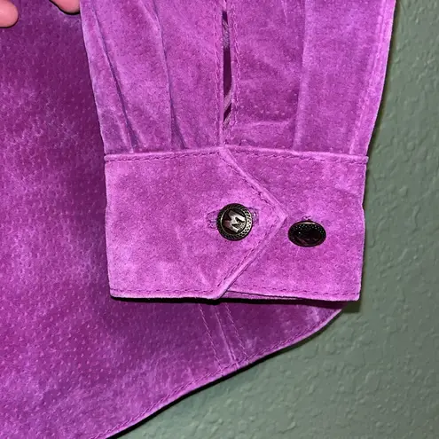 Bob Mackie Vintage Leather Jacket • embroidered purple Iris