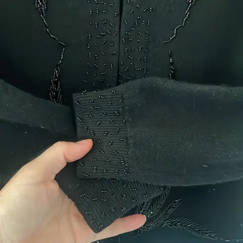 Vintage 1960’s beaded Lambs Wool Sweater size Small Black