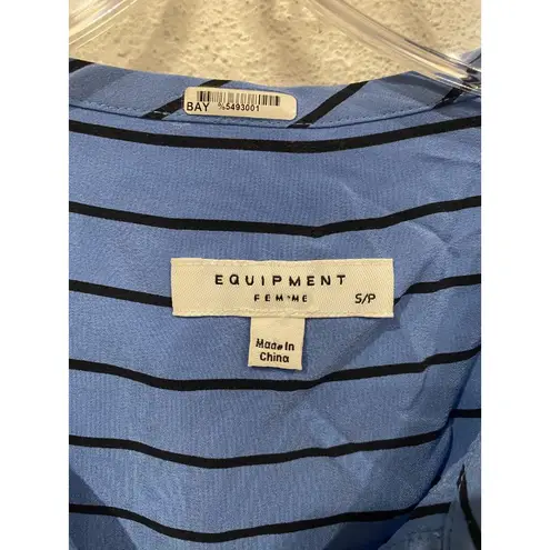 Equipment Windsor Shirt Womens Small Blue Striped Silk Long Sleeve Blouse Top