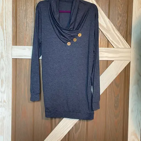 Navy Cowl Neck Sweater with Button Detail. P2P 26