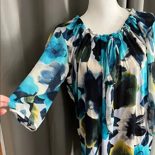 Floral Print Women's Top Blue Size 18