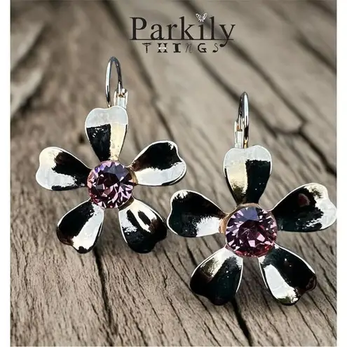 Handcrafted earrings with sparkly Aurora crystal Gold