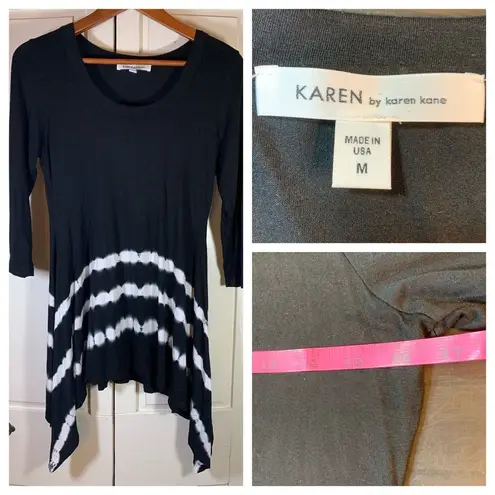 Karen Kane Karen By Tunic Women's Medium Black Tie Dye Stretch Handkerchief Hem