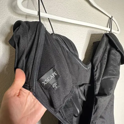 XScape Off the Shoulder Cap Sleeve Stretch Taffeta Dress Size 2 Black Formal