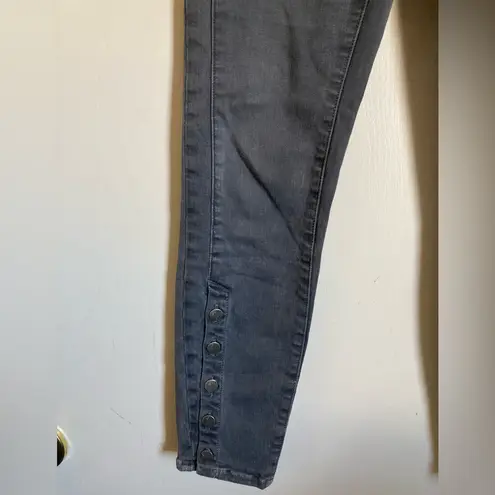 J Brand 🌞 Suvi Chrome Black Wash Cropped Ankle Button Detail Denim Jeans #S - Image 4