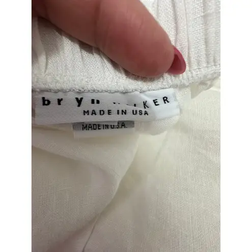 Bryn Walker Cinzia Light Linen Elastic Waist High-Low Hem A-Line Skirt White 3XL