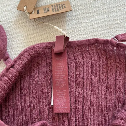 SKIMS Sheer Knit Cami Bodysuit in Beet, Size XXS