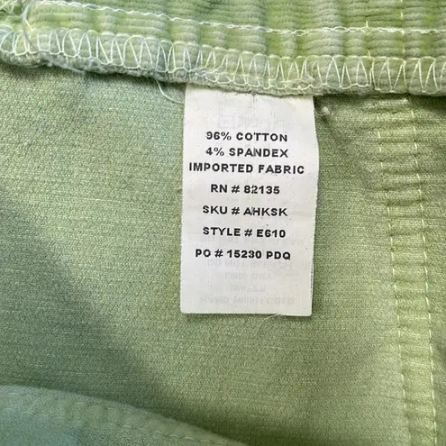 Fresh Produce Green Corduroy A-line Mini Skirt Size Small