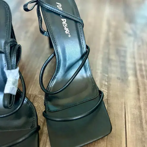 public desire Square Toe Block Heel Strappy Heels