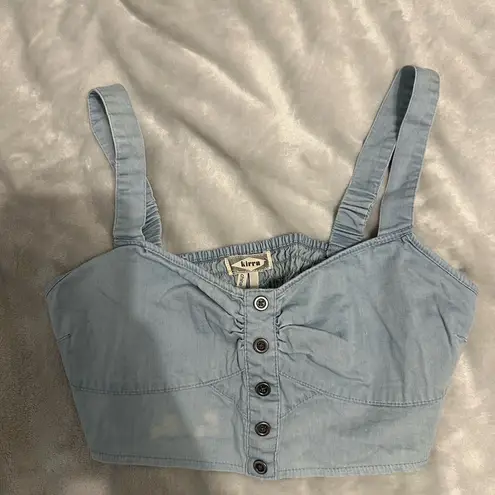 Kirra Women's Blue Button-Up Cropped Top