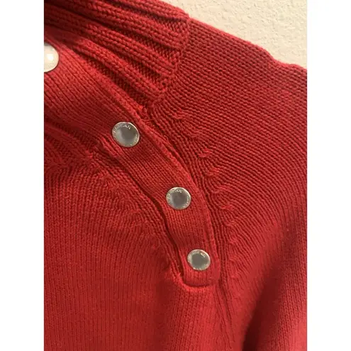 American Living  Sweater Womens Large Red Silver Button Detail Chunky Y2K Casual