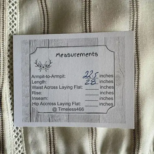 NWT Fever 3/4 Sleeve Blouse, Tan/Ivory Stripes Lace Bohemian Gypsy Sz M #1842 White Size M