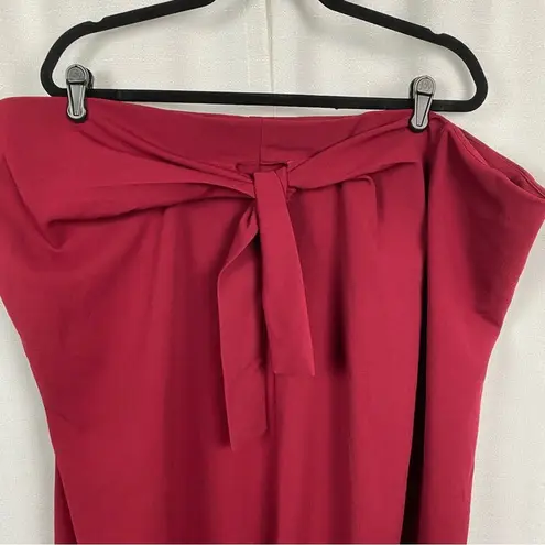 Eloquii Burgundy Deep Red Tie Front Midi Skirt Sz.28W