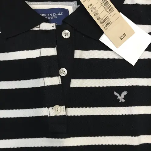 American Eagle NWT  Black & White striped Polo XS new with tags AE AEO