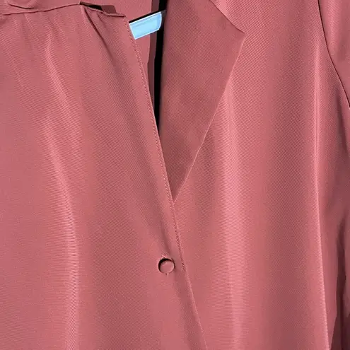 Elie Tahari Rust Orange Textured Button-Up Long Sleeve Blouse - Size Medium