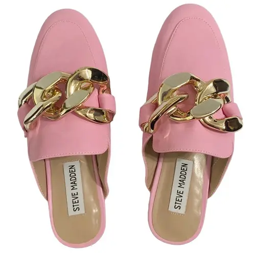 Steve Madden  Kiki pink mules with chunky chain accent size 6 - Image 3
