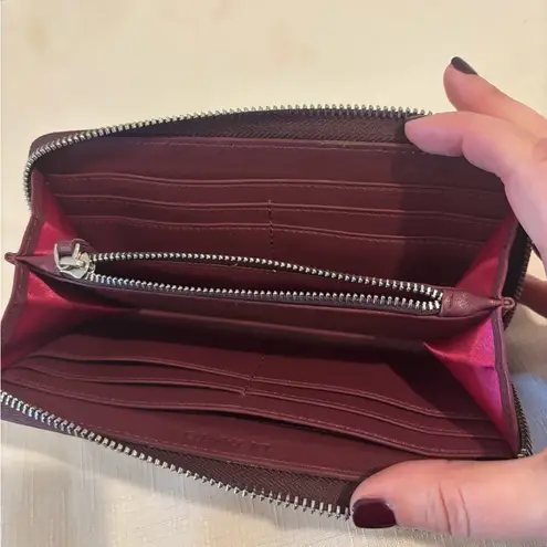 Di Tanto Red Snakeskin Leather Zip Around Wallet