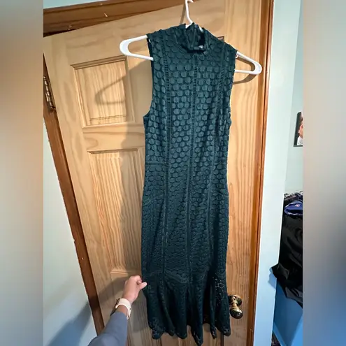 Ali & Jay All The Way Up Lace Midi Dress Forest Green Bodycon Trumpet Hem