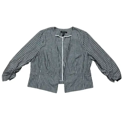 Ashley Stewart Women's Pinstripe Blazer & Pants Gray Size 22 Linen Blend