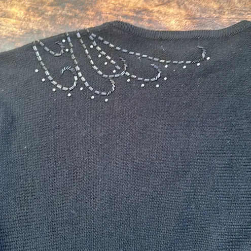 Draper's & Damon's pullover black beaded Sweater size extra Large long sleeve