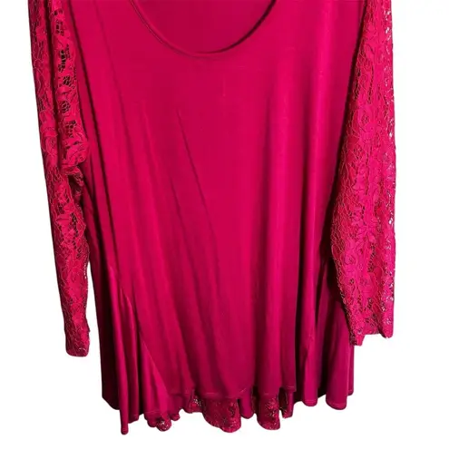 Kate & Mallory Women's Pink Tunic Top Lace Long Sleeve Blouse Size 2X