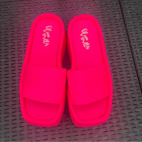 Olivia Miller Uproar Wedge Sandals Slip on Open Toe Platform Slides Pink Sz 7