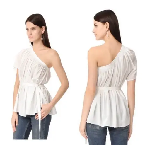Helmut Lang One Shoulder Cotton Gauze Top White Large, New