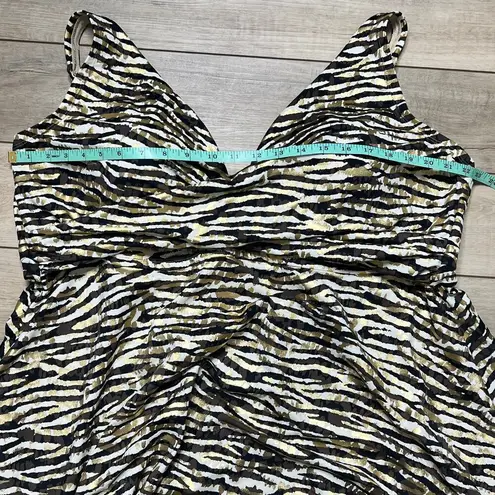 Swimsuits For All Swim Dress Handkerchief Hem Metallic Zebra Print Size 28 Tan