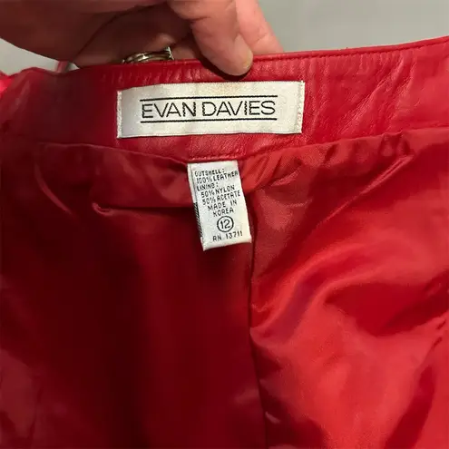 Vintage Deadstock Women's Red Leather Pencil Skirt Size 12 Knee Length